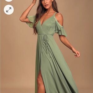 Lulus cross body sage green maxi dress